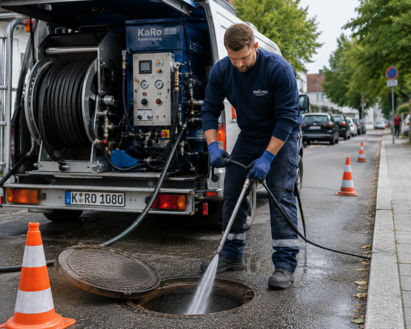 Hochdruckspülung im Einsatz